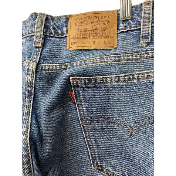 Vintage Levi's 505 Orange Tab Jeans Mens 36x32 Blue Denim Straight Leg 90s - Picture 3 of 4